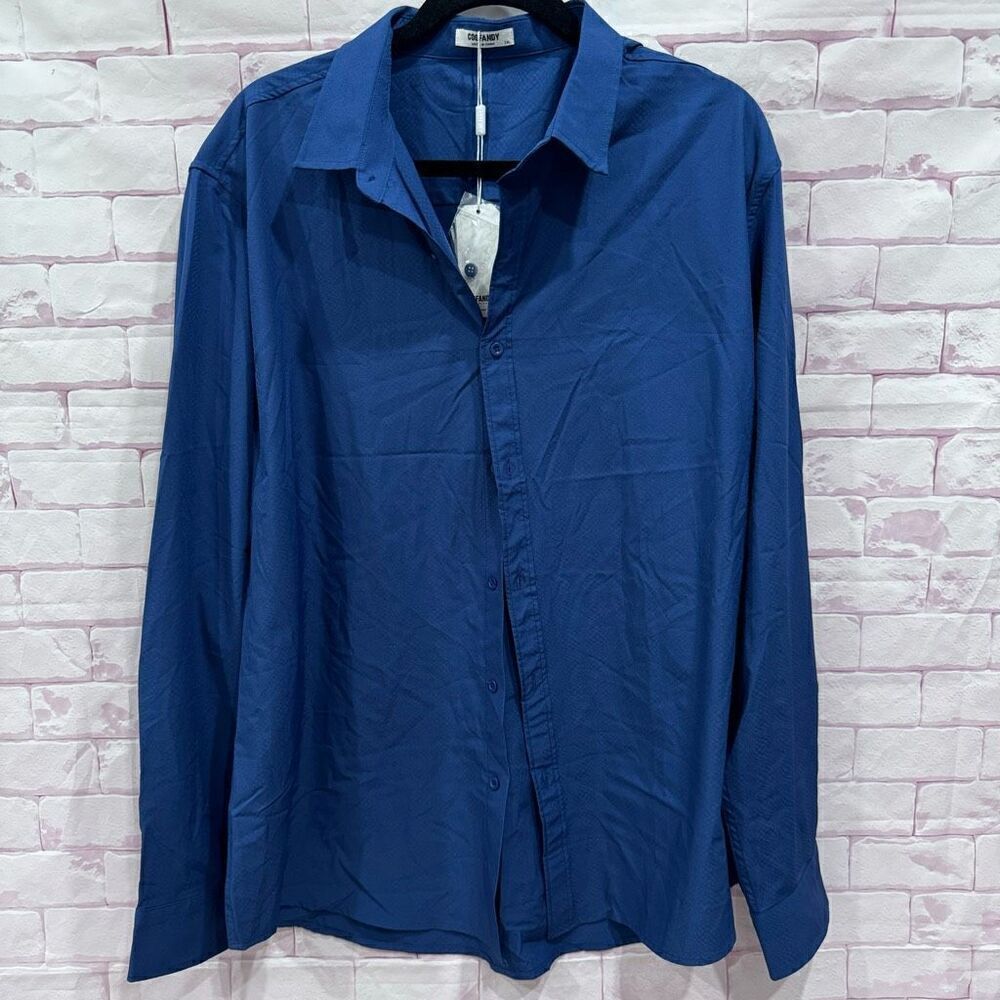 Coofandy mens long sleeve shirt blue size xxl